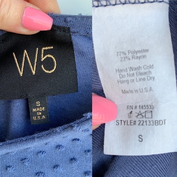 W5 Anthro Blue Swiss Dot Polkadot Textured Bell Sleeve Blouse Size Small - Picture 3 of 14